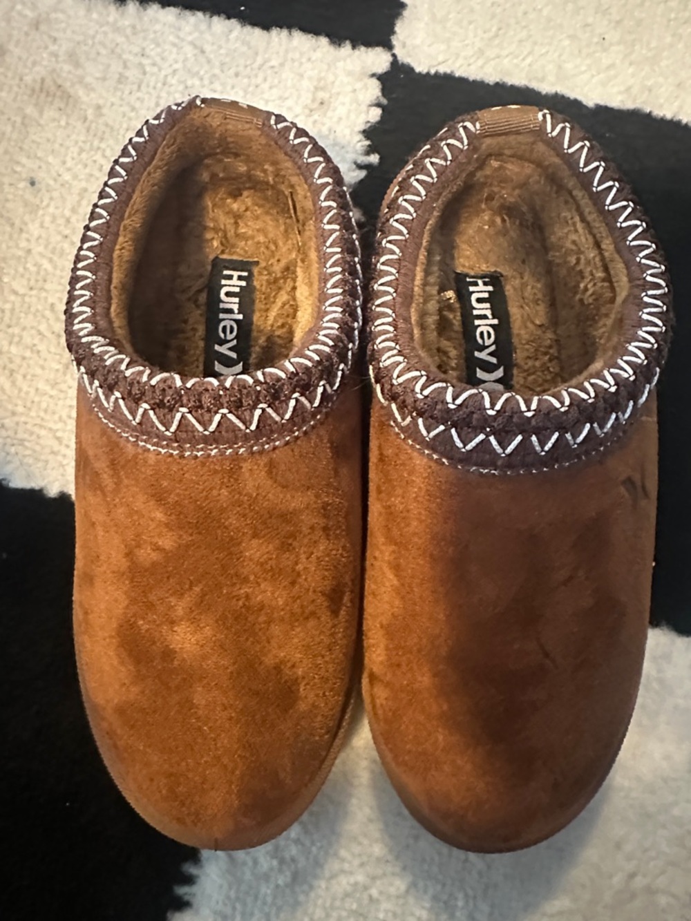 Hurley Chestnut Brown Suede Lined Slip-On Slippers